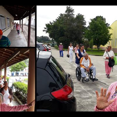 Atividade: caminhada As sextas-feiras reúna-se os idosos que desejam participar da atividade e realiza-se a caminhada no amplo espaço no jardim da casa São Vicente de Paulo com fundo musical também aproveitamos para fazer exercícios respiratórios e alongamentos. Objetivo: Manter a marcha por maior tempo possível promover o alongamento e condicionamento cardio respiratório e promover qualidade de vida.